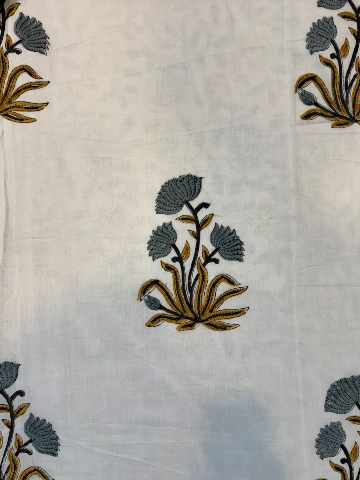 Gray Mustard Boota Single Bed Reversible Dohar