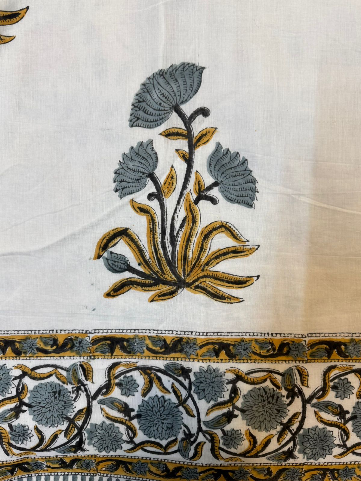 Gray Mustard Boota Single Bed Reversible Dohar