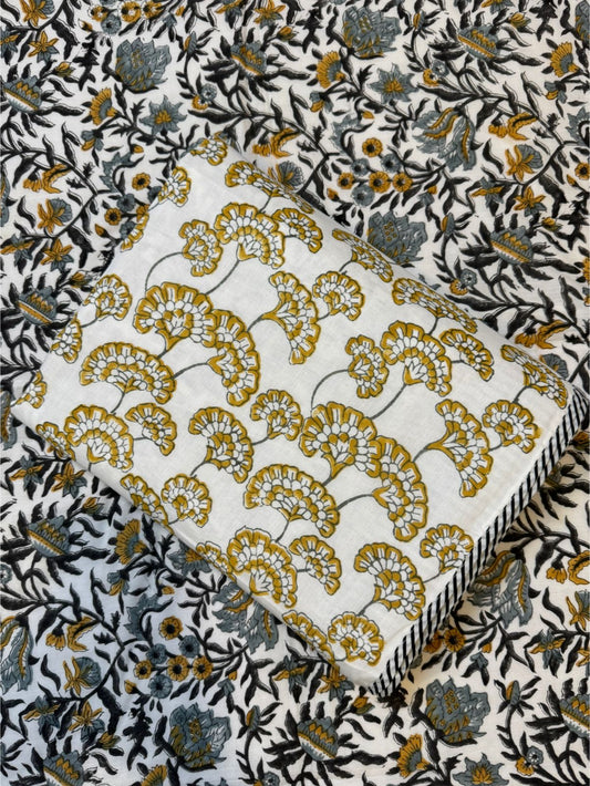 Gray Mustard Single Bed Reversible Dohar