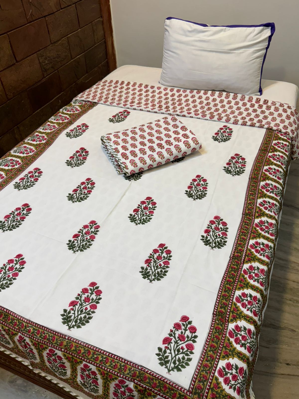 Pink Rosette Single Bed Reversible Dohar