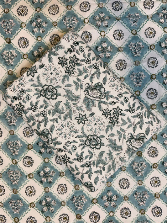 Azure Geometry Single Bed Reversible Dohar