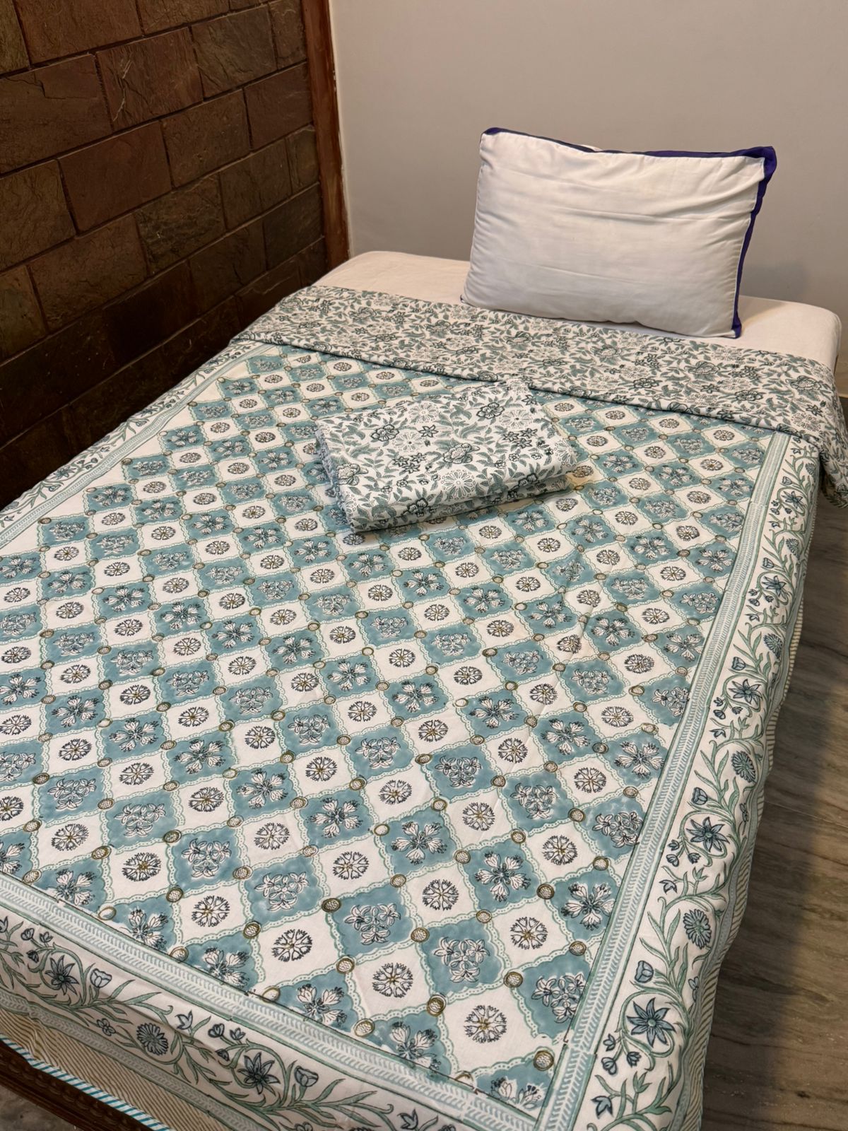Azure Geometry Single Bed Reversible Dohar