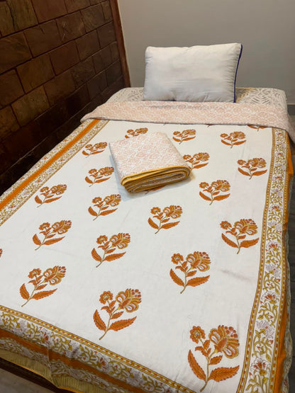 Tangerine Boota Single Bed Reversible Dohar