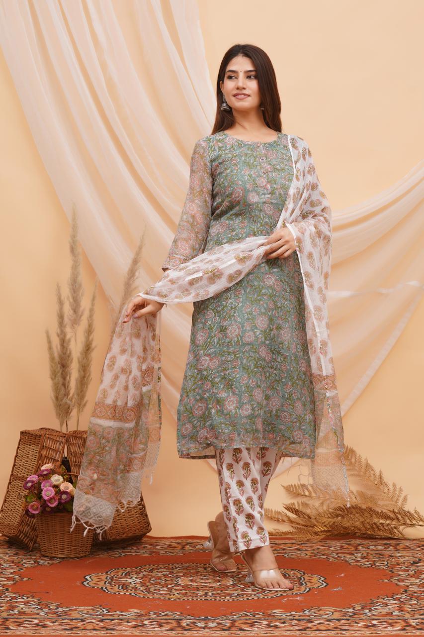 Moss Petals Kota Doriya Suit