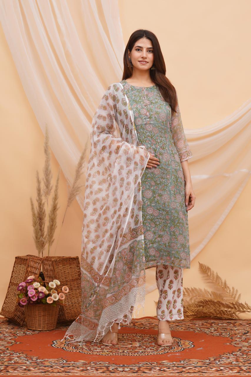Moss Petals Kota Doriya Suit