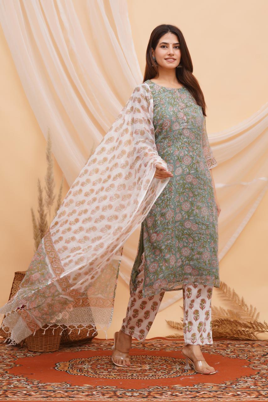 Moss Petals Kota Doriya Suit
