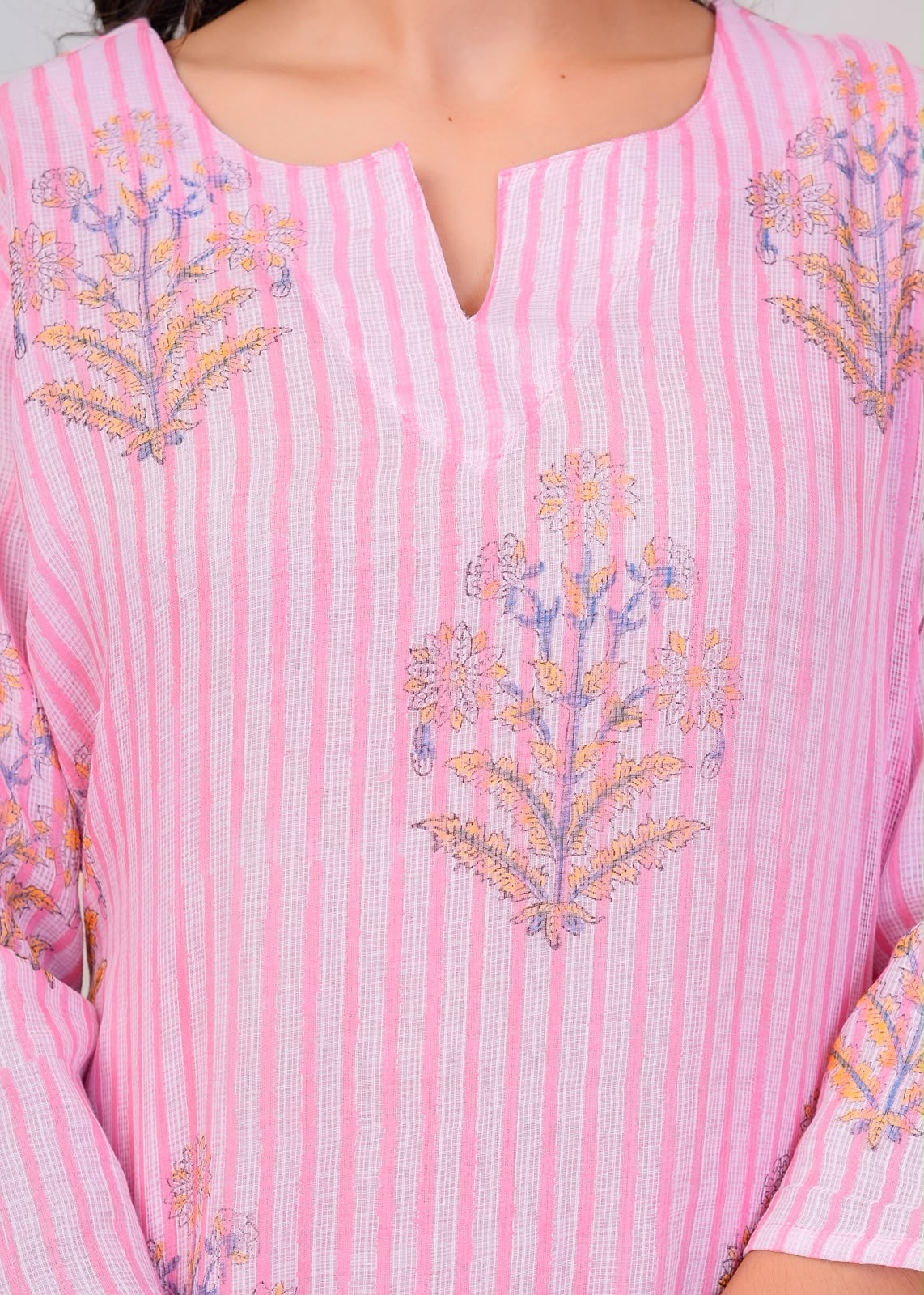 Pink Boota Stripe Kota Doriya Suit
