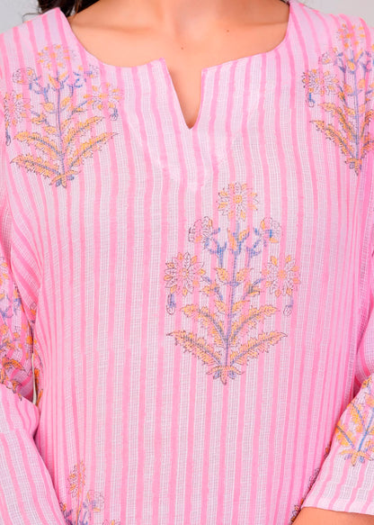Pink Boota Stripe Kota Doriya Suit
