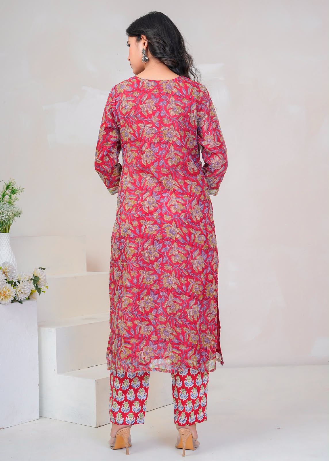Red Gulbahar Kota Doriya Suit
