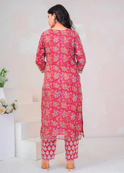 Red Gulbahar Kota Doriya Suit
