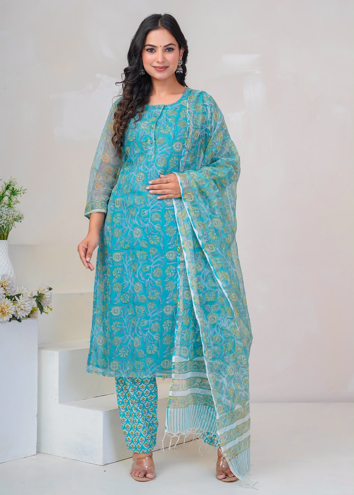 Teal Whispers Kota Doriya Suit