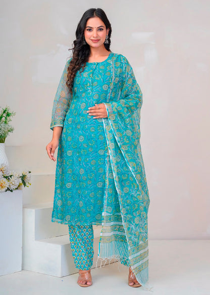 Teal Whispers Kota Doriya Suit