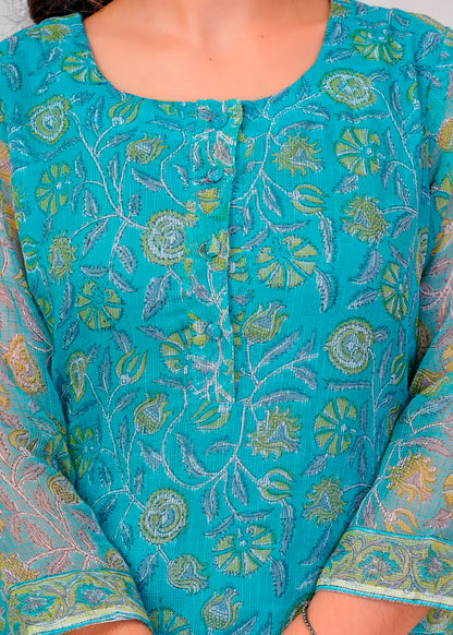 Teal Whispers Kota Doriya Suit