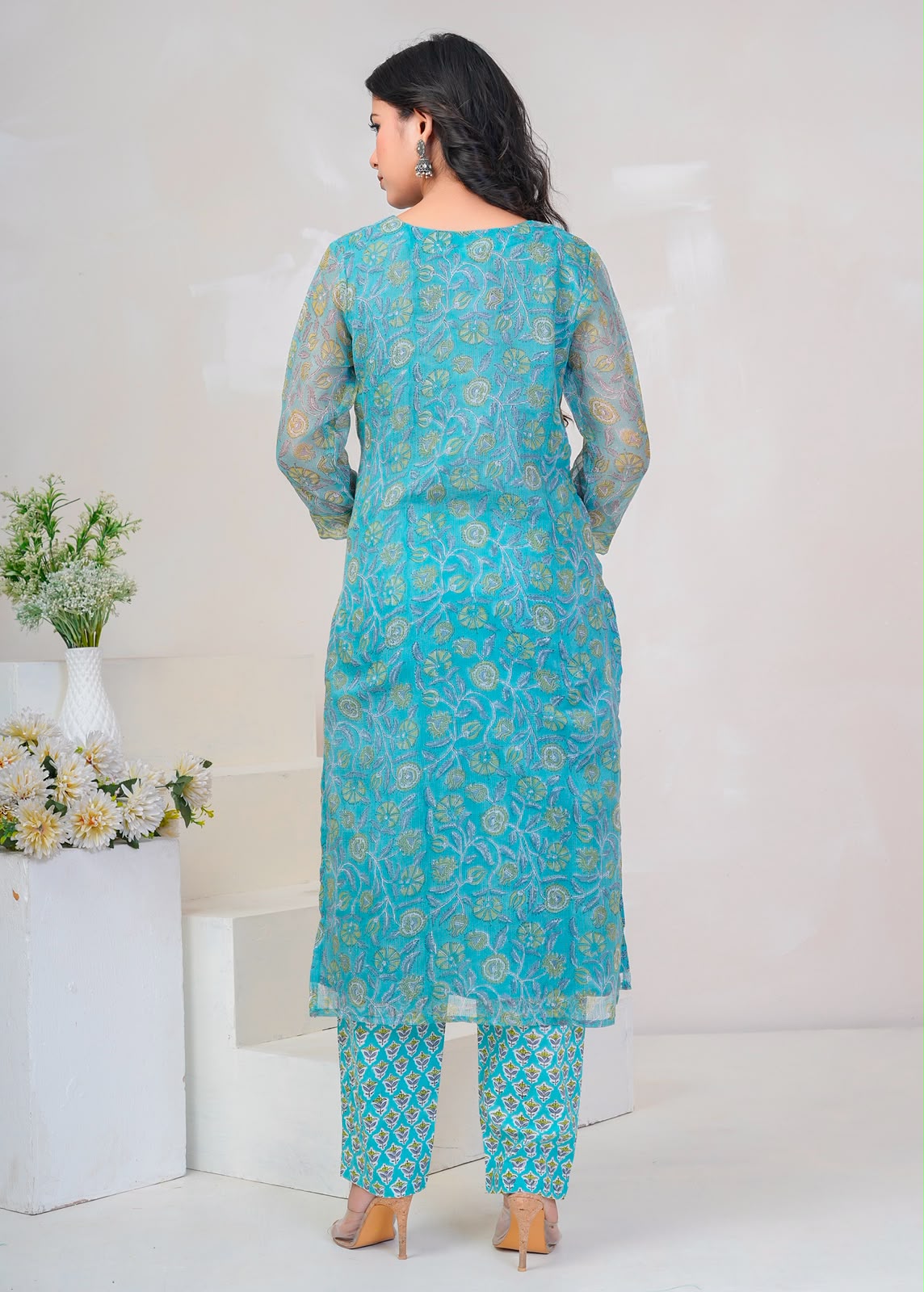 Teal Whispers Kota Doriya Suit