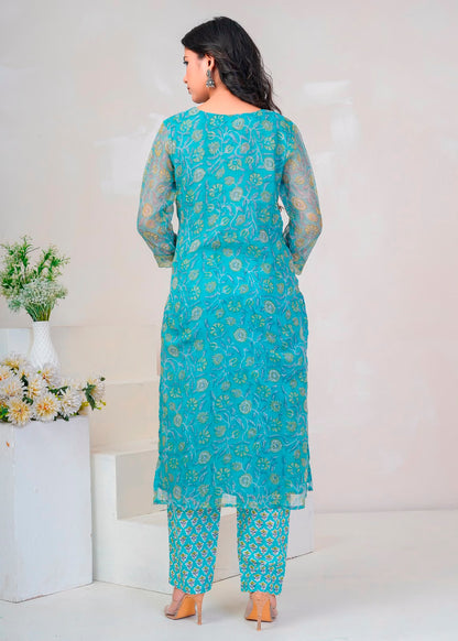 Teal Whispers Kota Doriya Suit