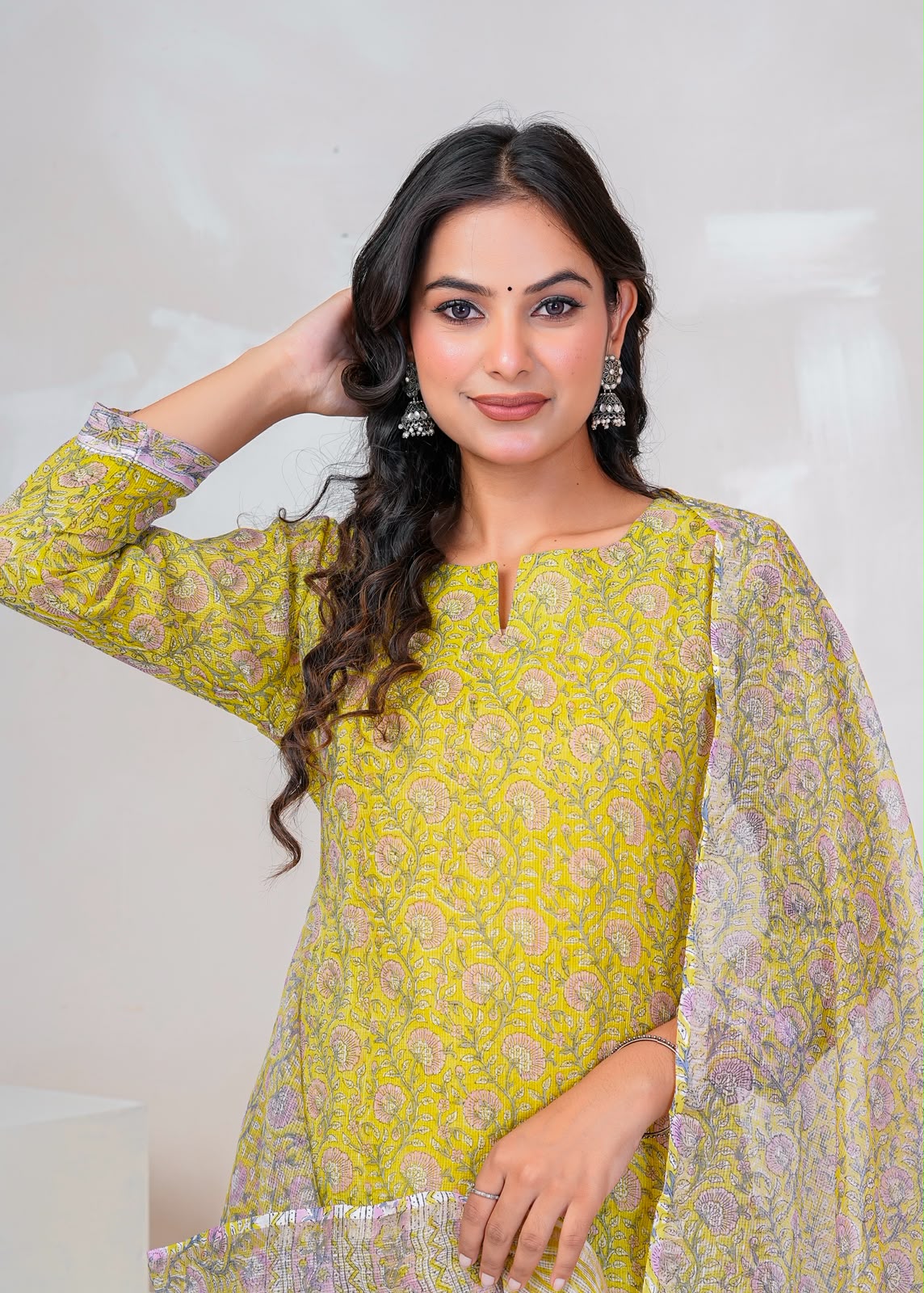 Soft Green Veil Kota Doriya Suit