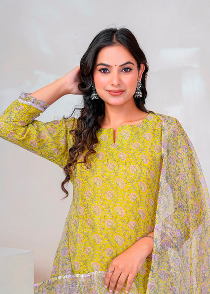 Soft Green Veil Kota Doriya Suit
