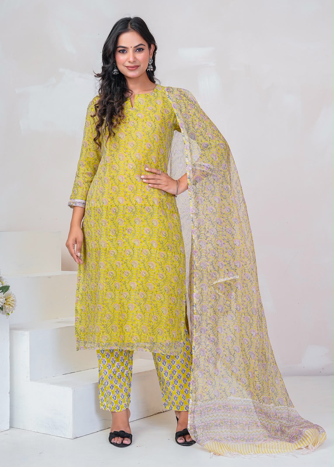 Soft Green Veil Kota Doriya Suit