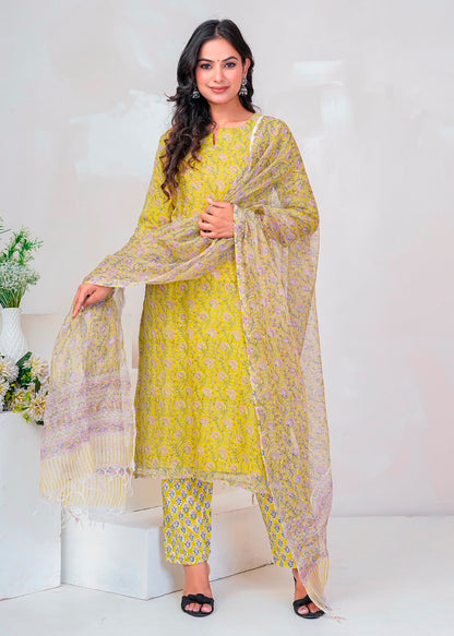 Soft Green Veil Kota Doriya Suit