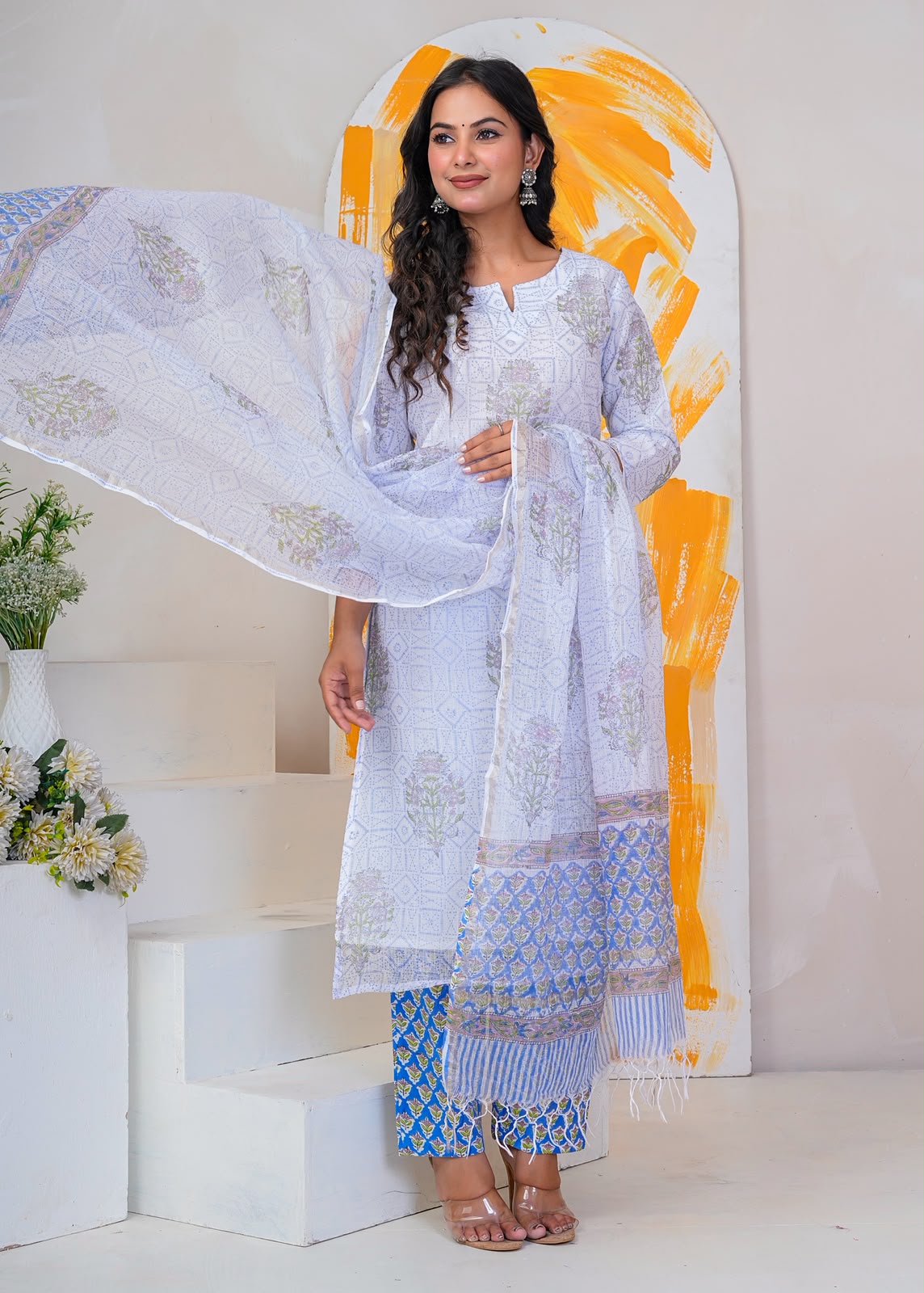 Blue Boota Geometry Kota Doriya Suit