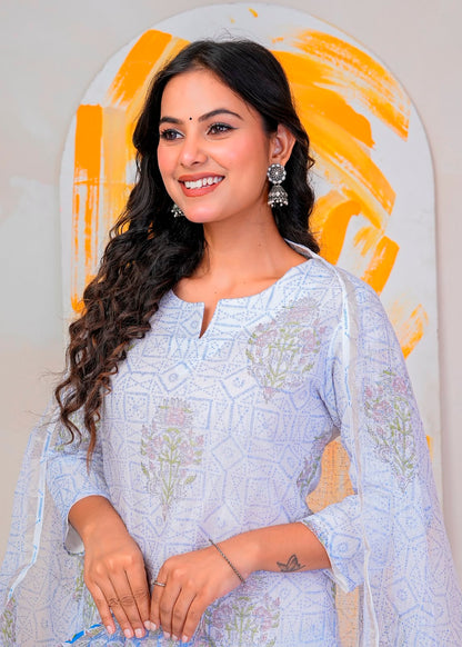 Blue Boota Geometry Kota Doriya Suit