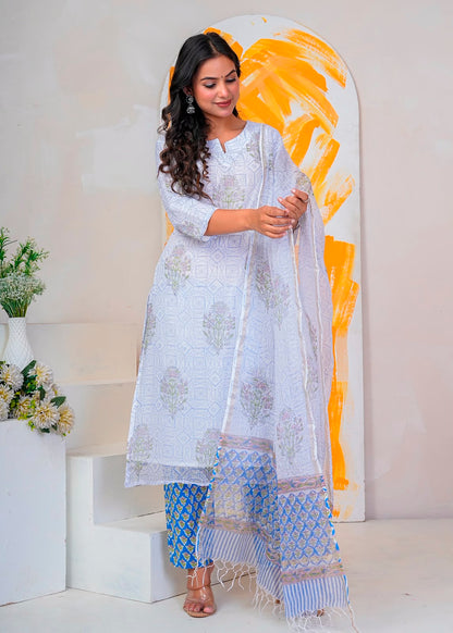 Blue Boota Geometry Kota Doriya Suit