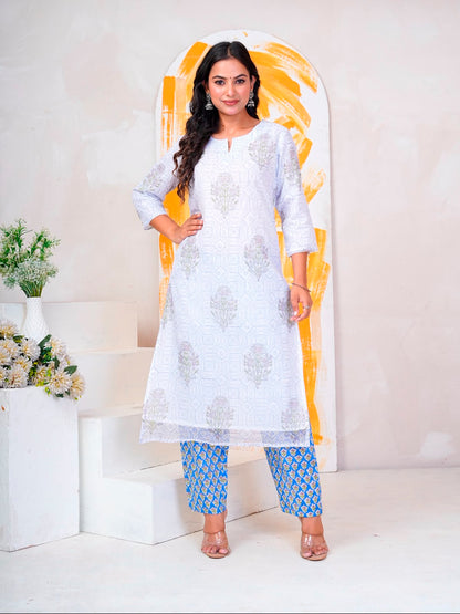Blue Boota Geometry Kota Doriya Suit