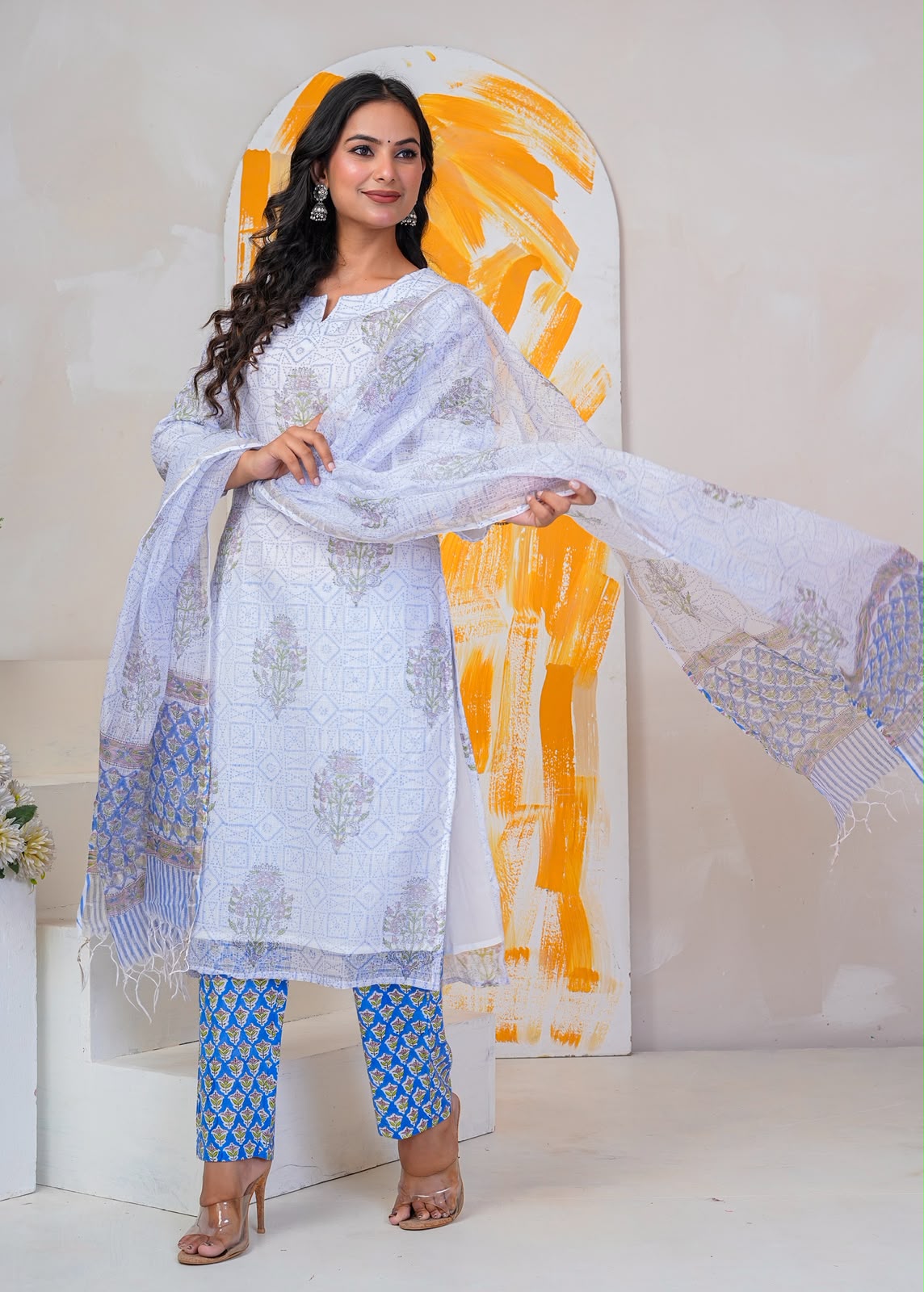 Blue Boota Geometry Kota Doriya Suit