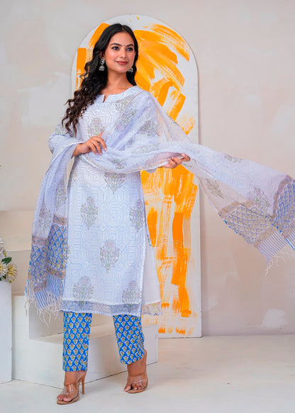 Blue Boota Geometry Kota Doriya Suit