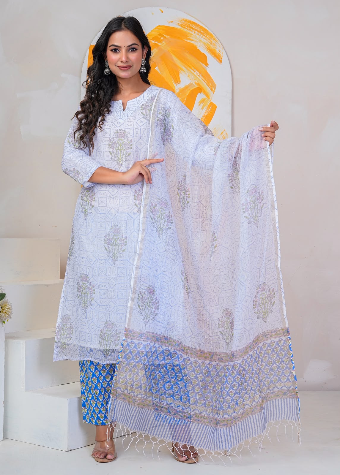 Blue Boota Geometry Kota Doriya Suit