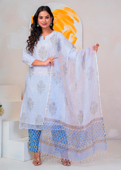 Blue Boota Geometry Kota Doriya Suit