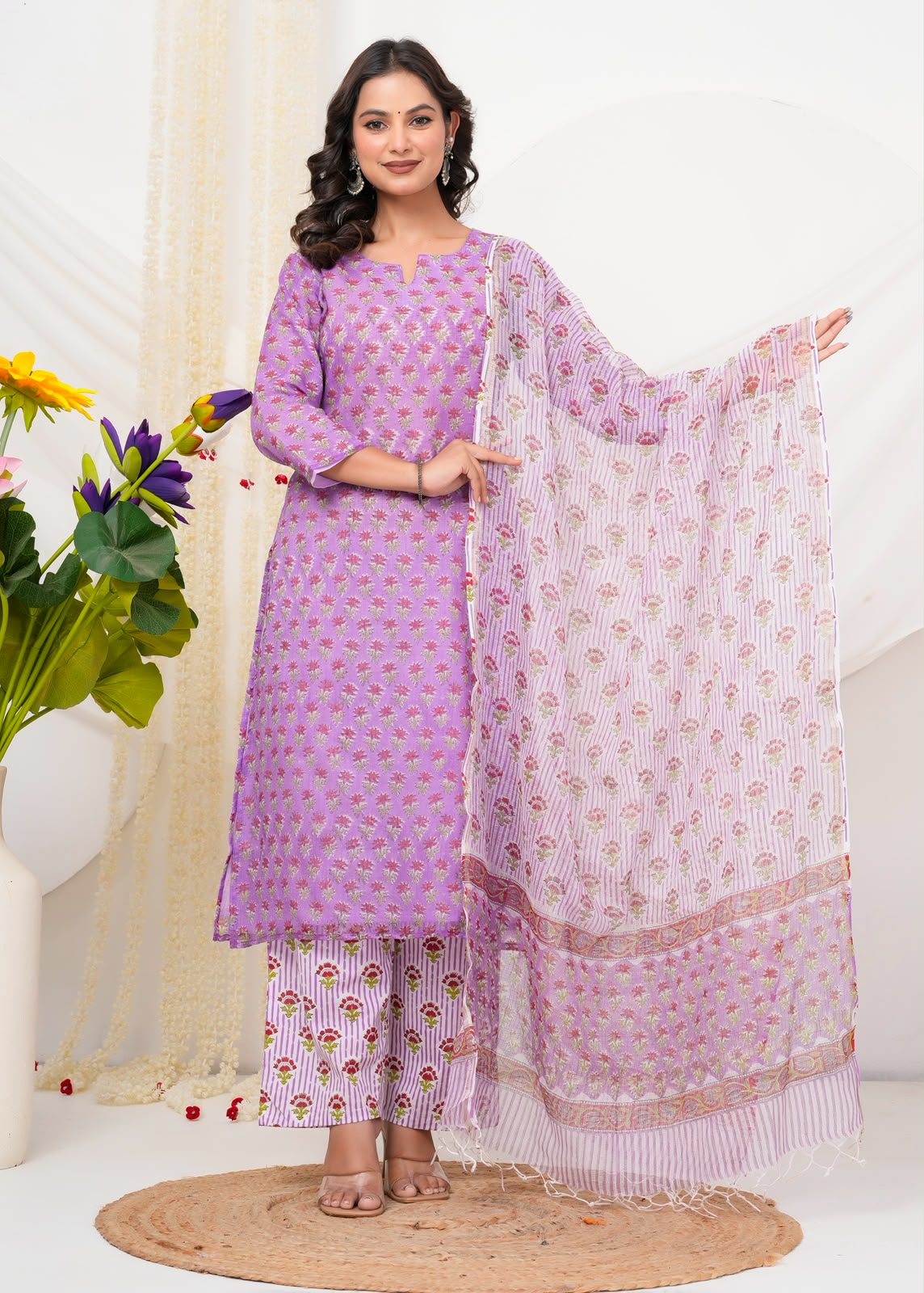 Purple Buds Kota Doriya Suit