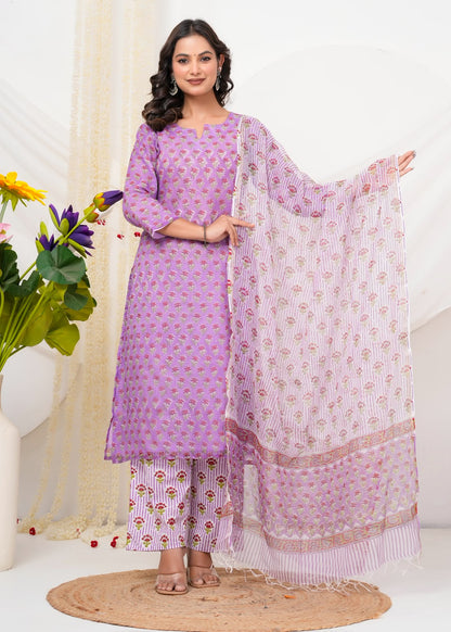 Purple Buds Kota Doriya Suit