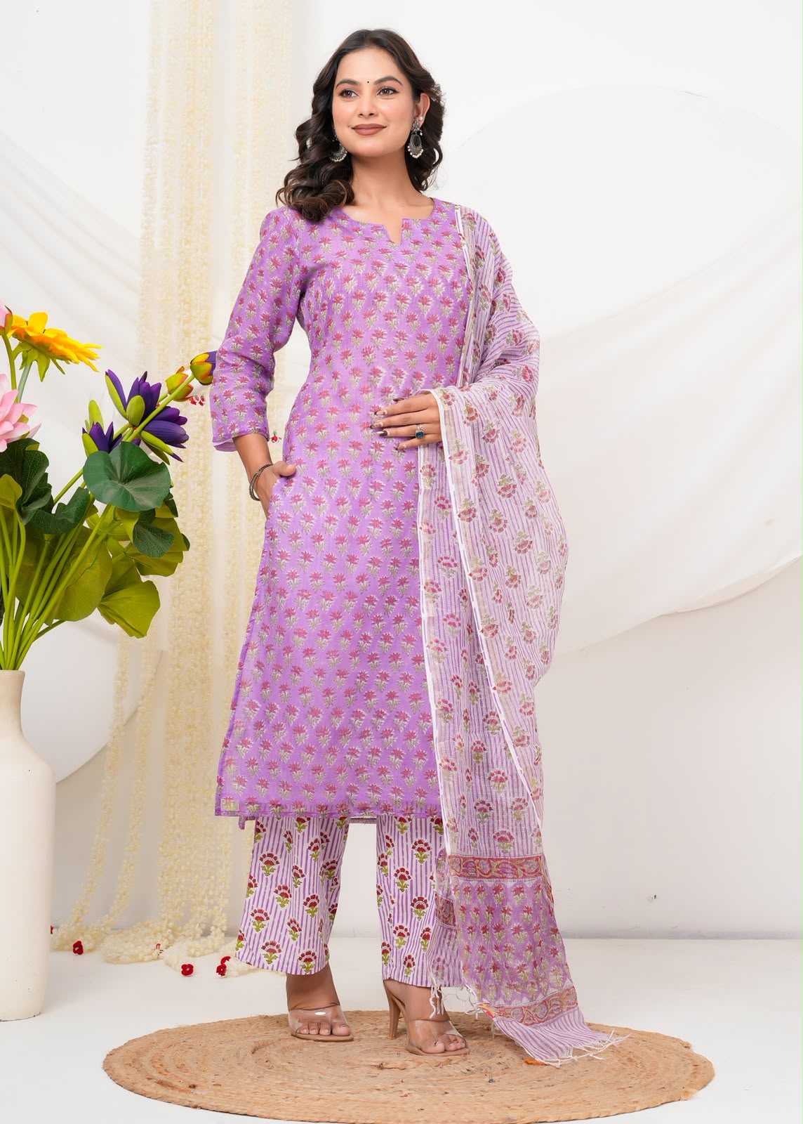 Purple Buds Kota Doriya Suit