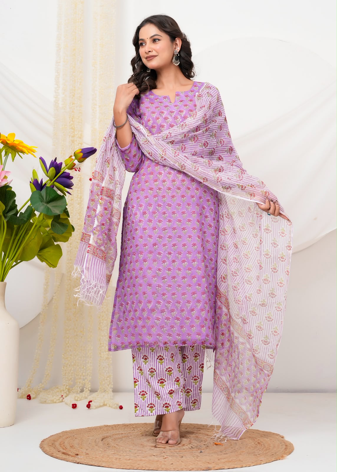 Purple Buds Kota Doriya Suit