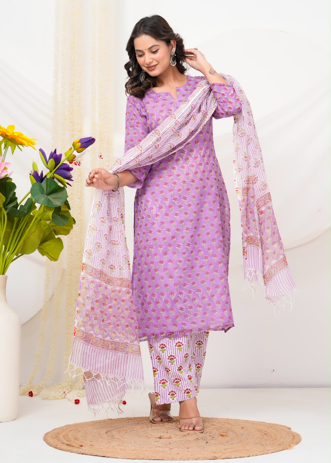 Purple Buds Kota Doriya Suit
