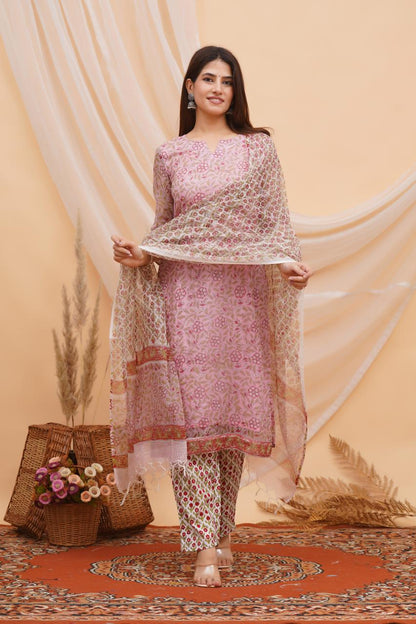 Gulabi Gulzar Kota Doriya Suit