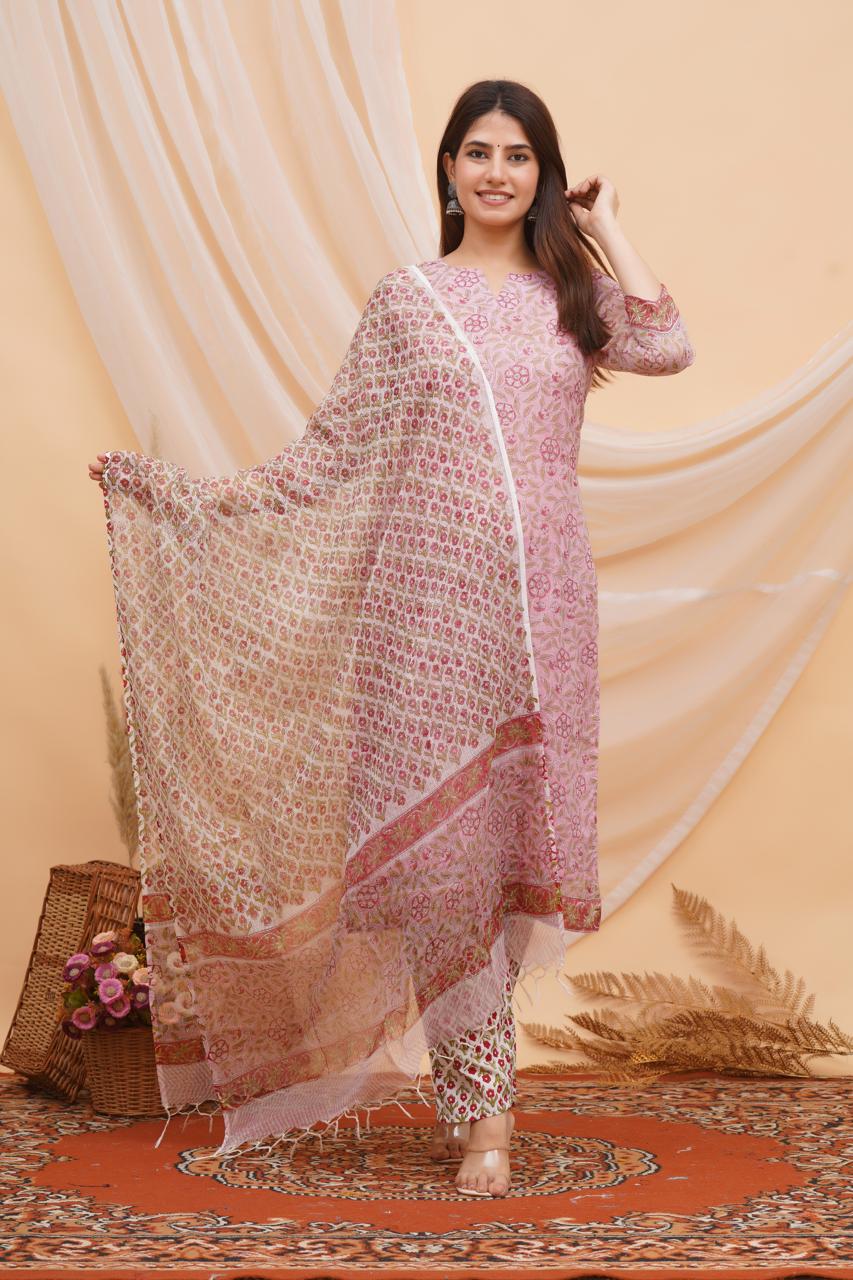Gulabi Gulzar Kota Doriya Suit