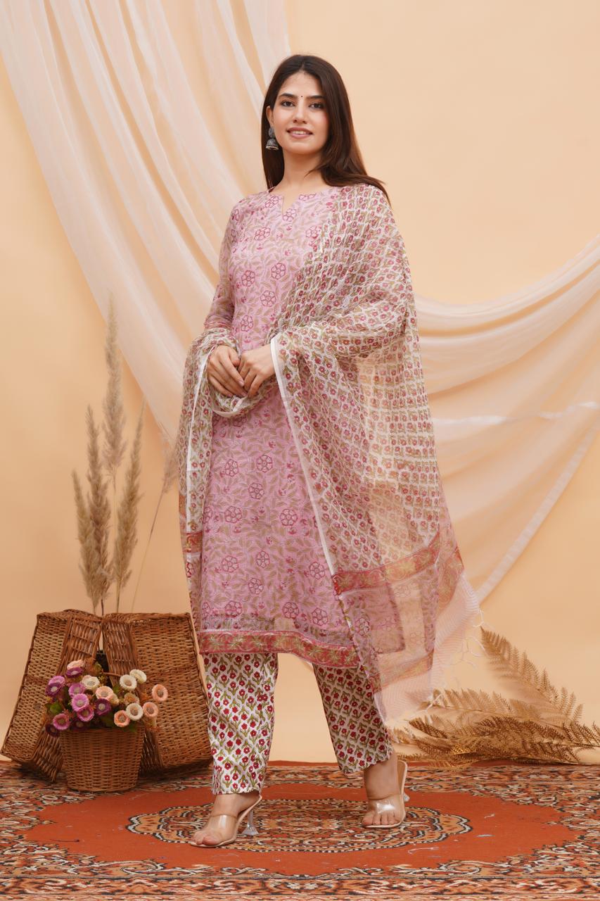 Gulabi Gulzar Kota Doriya Suit