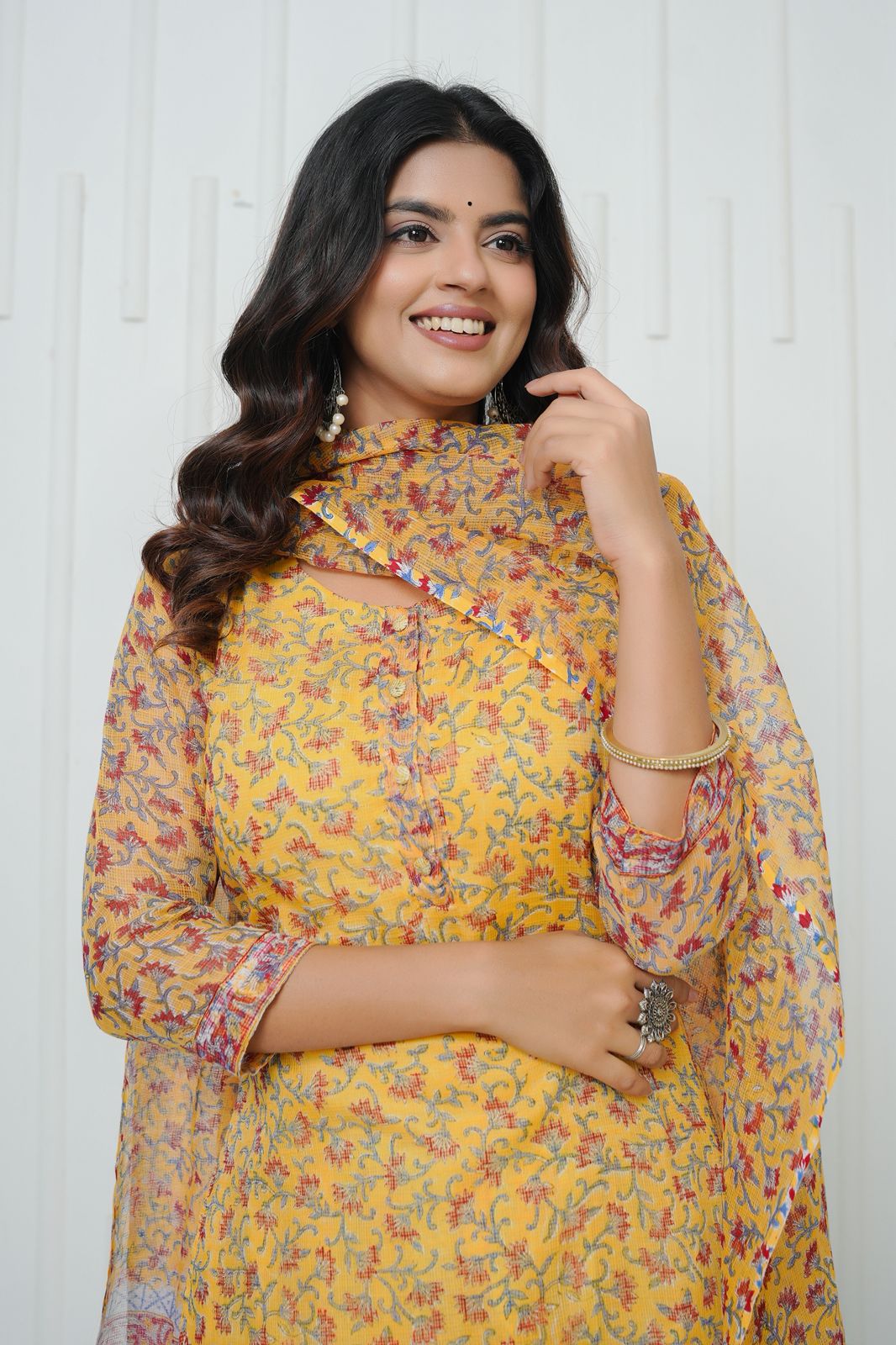 Yellow Basanti Kota Doriya Suit