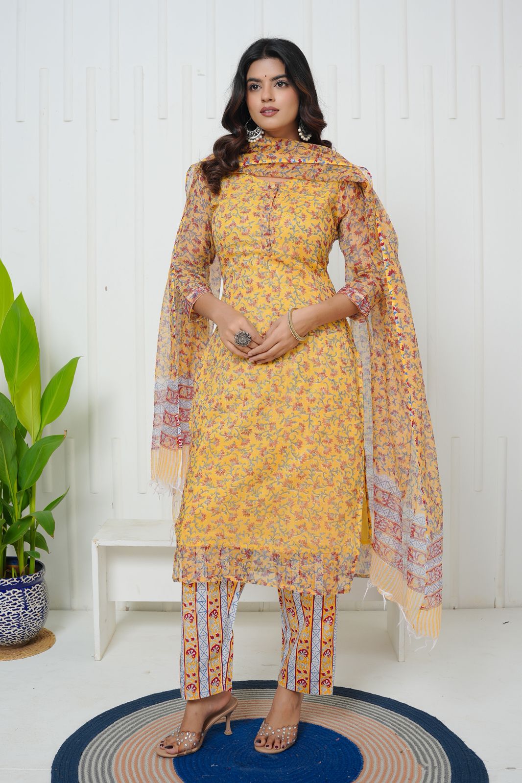 Yellow Basanti Kota Doriya Suit