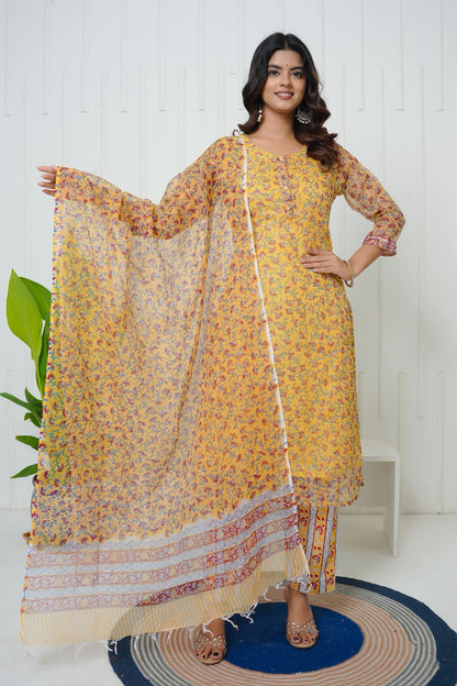 Yellow Basanti Kota Doriya Suit