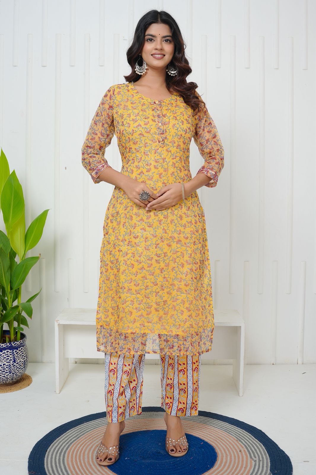 Yellow Basanti Kota Doriya Suit