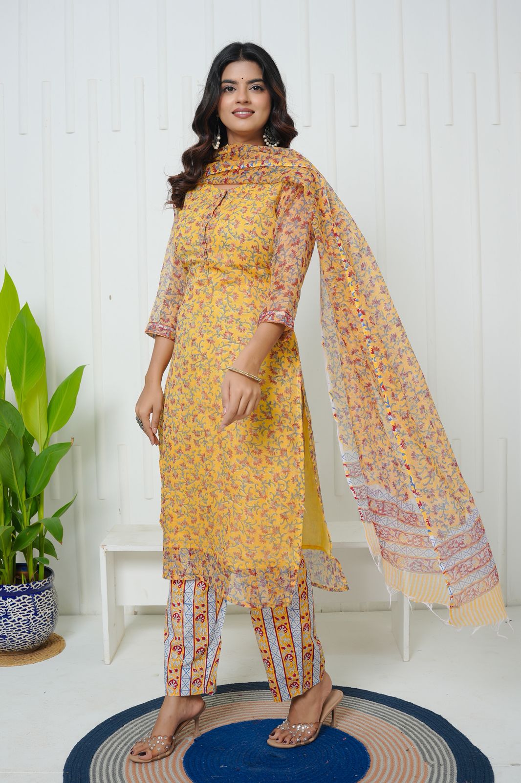 Yellow Basanti Kota Doriya Suit