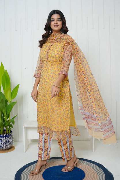 Yellow Basanti Kota Doriya Suit