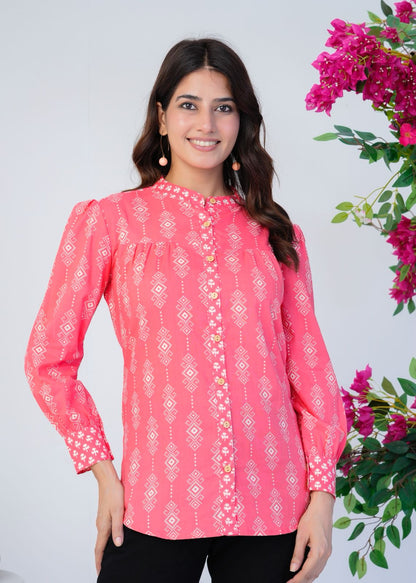 Peach Pink Cotton Fusion Shirt