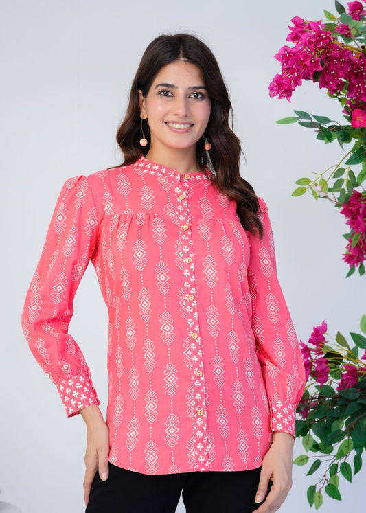 Peach Pink Cotton Fusion Shirt