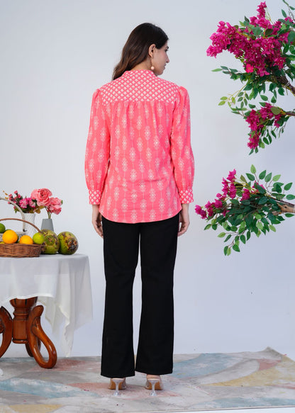 Peach Pink Cotton Fusion Shirt