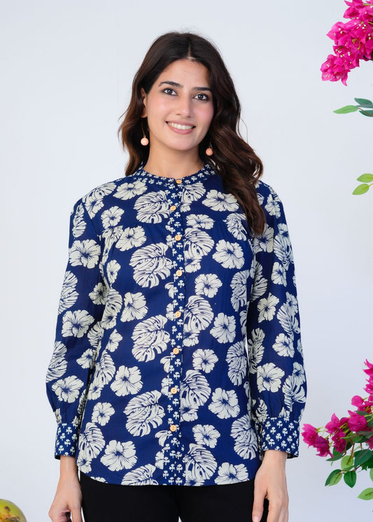 Indigo Autumn Cotton Fusion Shirt