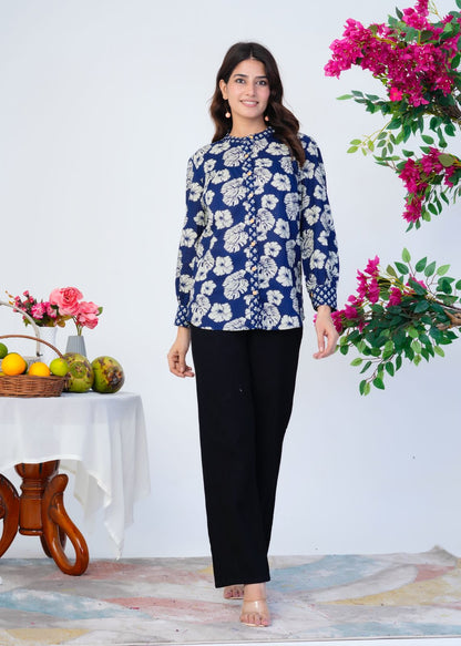 Indigo Autumn Cotton Fusion Shirt